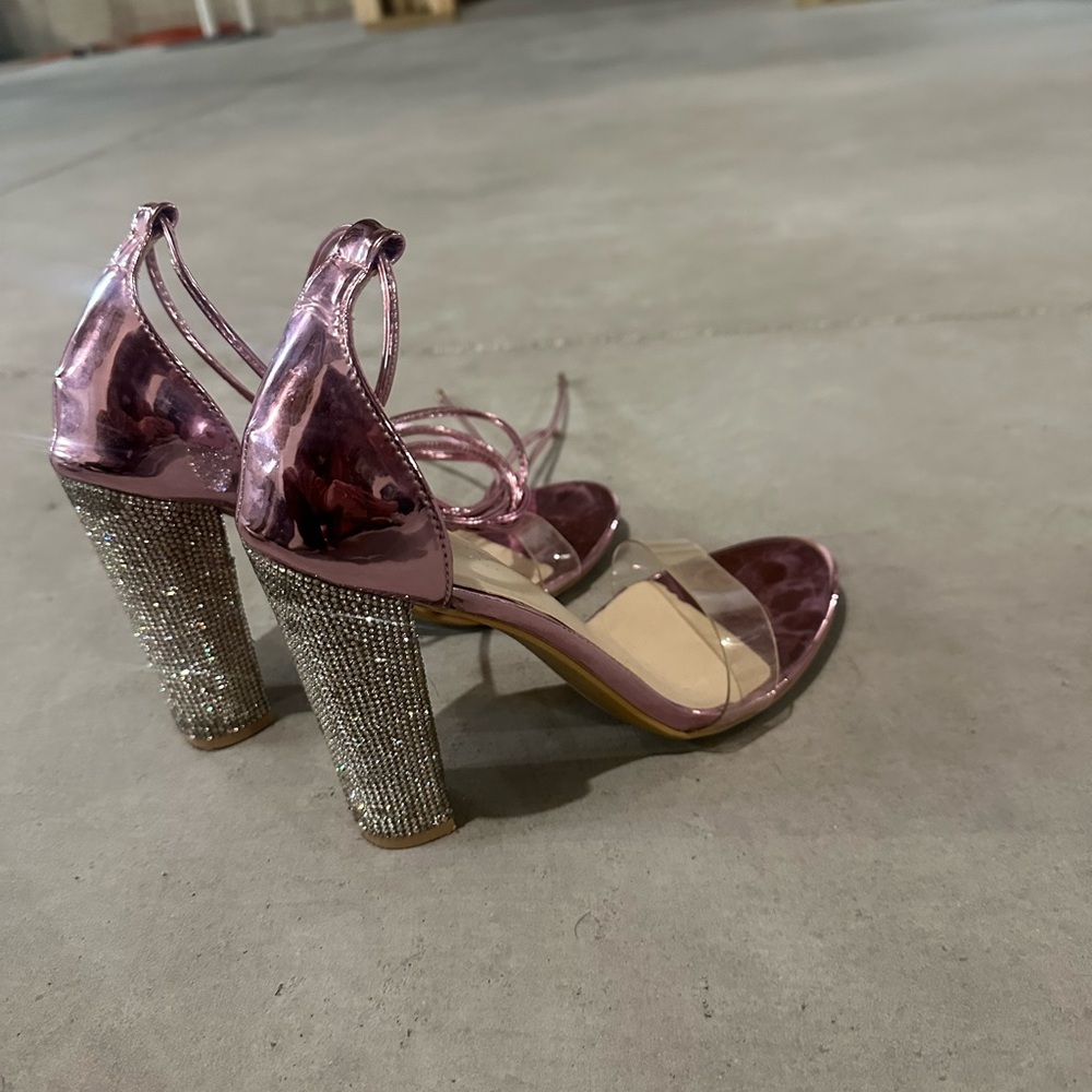 Glamorous Pink and Silver Heeled Sandals